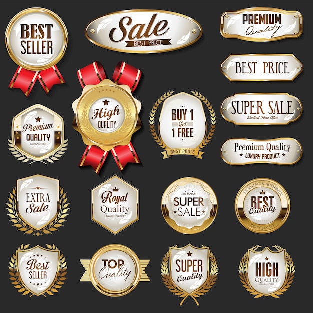 Luxury premium sale golden badges and labels collection