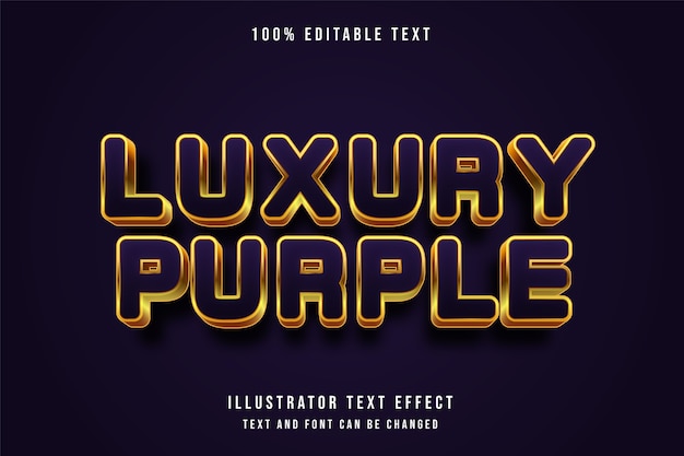 Luxury purple,3d editable text effect modern purple gold text style