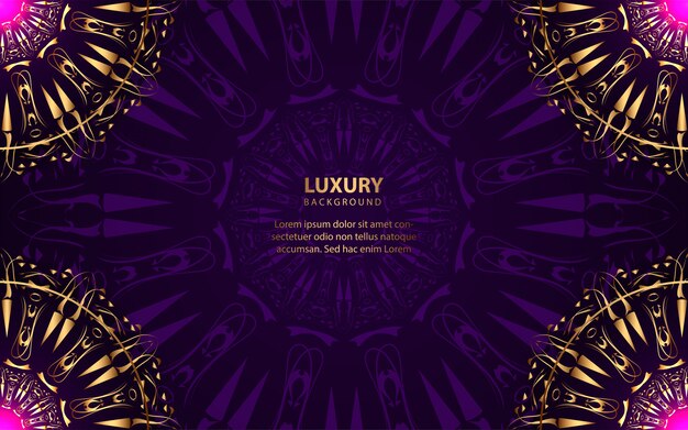 Luxury purple background with golden mandala decoration