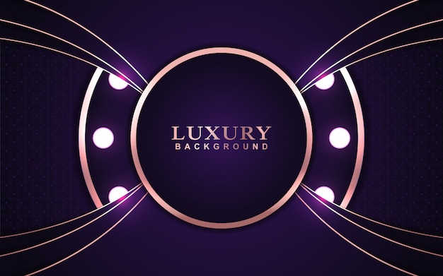 Luxury purple background with rose golden decoration