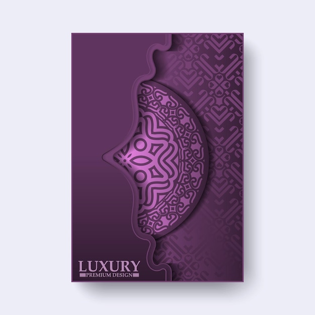 Vector luxury purple mandala cover in gold