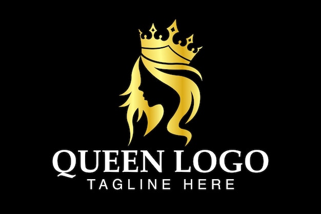 Logo della regina di lusso con icone della corona del modello di design di bellezza.