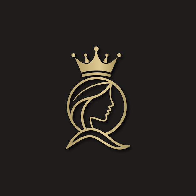 Vector luxury queen vector logo with q letter