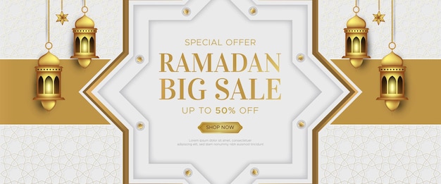 Vector luxury ramadan kareem sale banner template