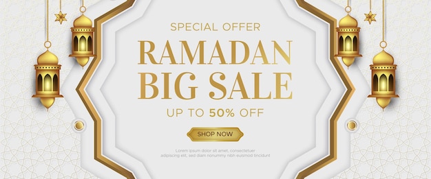 Luxury ramadan kareem sale banner template