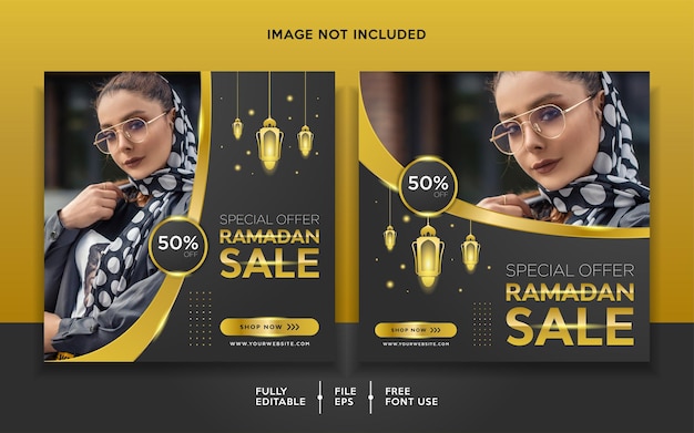 Modello di promozione banner di vendita di lusso ramadan