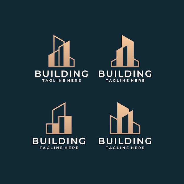 Ispirazione vettoriale per il design del logo dell'edificio immobiliare di lusso