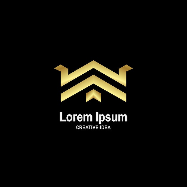 Luxury real estate line with gold color logo template