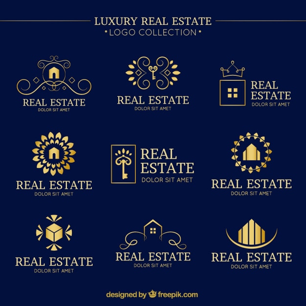 Luxury real estate logo collection with folden details