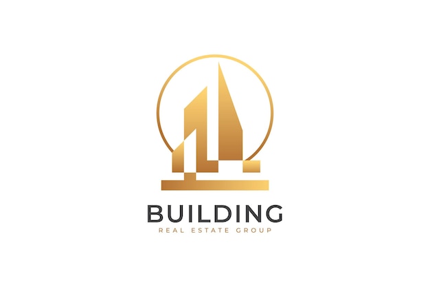 Luxury Real Estate Logo Design Gold Architecture Building and Construction for Real Estate Industry Identity