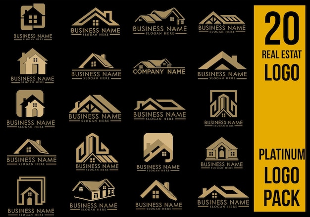 Vector luxury real estate logo set