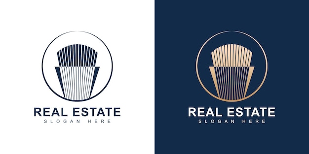 Luxury real estate logo with line art concpt