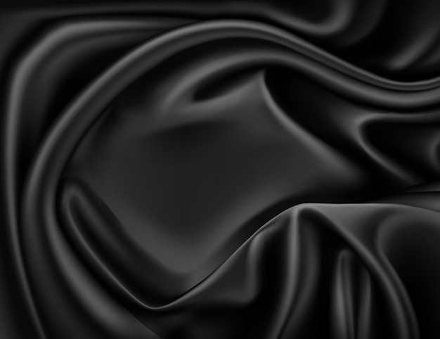 Vector luxury realistic black silk, satin textile background