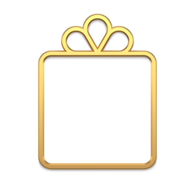 Вектор Роскошная прямоугольная подарочная коробка с бантом золотой декоративный дизайн для рождественской елки 3d вектор