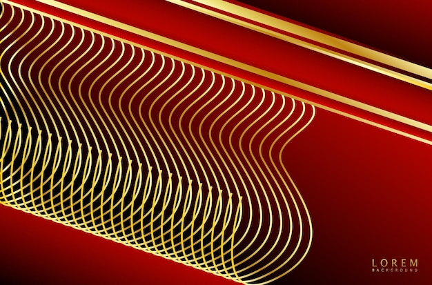 Luxury red background with golden lines