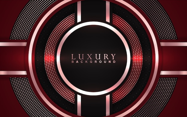 Vector luxury red and black overlap background with gold glitters decoration