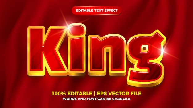 Luxury red king editable text effect 3d template style