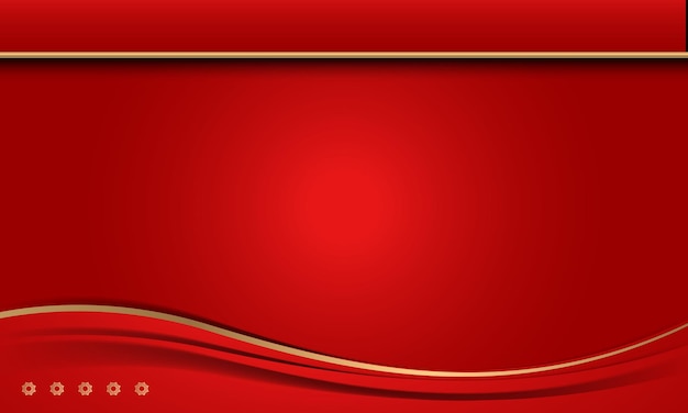 Luxury red layer background with gold line decoration wave