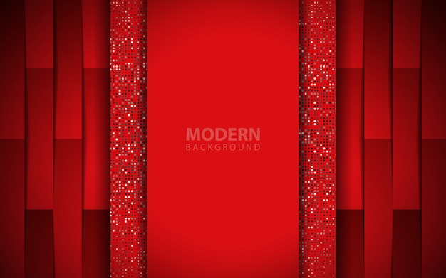 Luxury red paper shapes background with glitters element