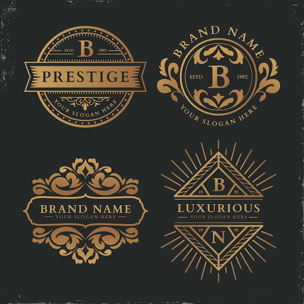 Vector luxury retro template logo collection