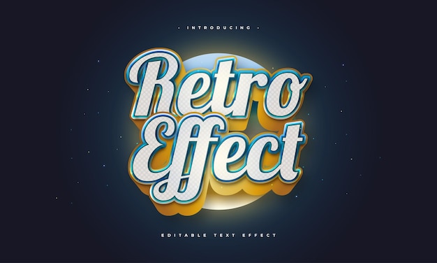 Luxury retro text effect in white, blue and gold style. editable text style effect