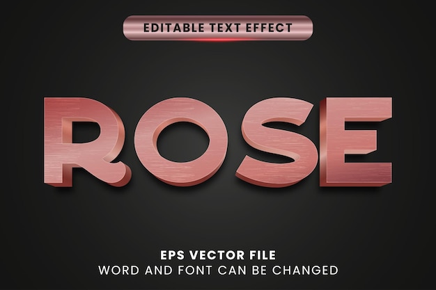 Vector luxury rose gold 3d editable vector text effect