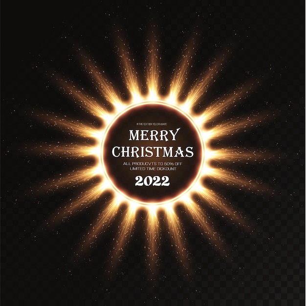 Luxury round luminous christmas gold banner gold circle frame with shining small dust particles png