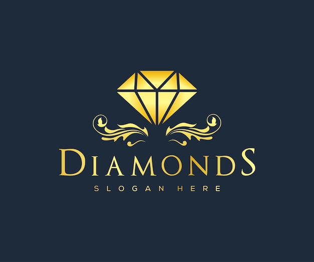 Luxury royal diamond gold logo gold luxury diamond logo design concept