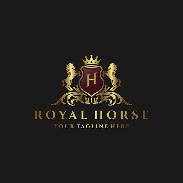 Vector luxury royal horse logo design