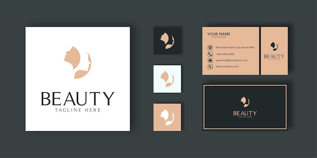 Роскошный логотип салона с креативным стилем и дизайном набора карт