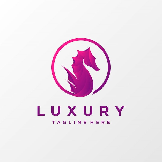 Luxury sea horse logo illustration premium