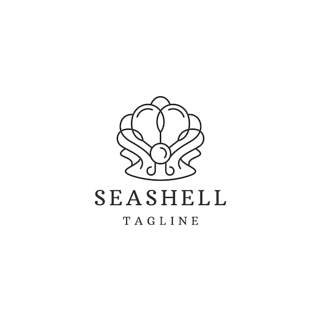 Luxury seashell with line art style logo icon design template flat vector