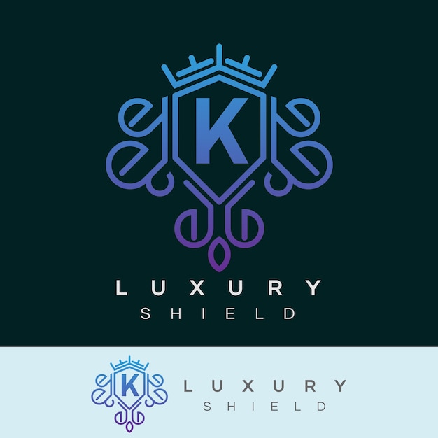 luxury shield initial Letter K Logo design