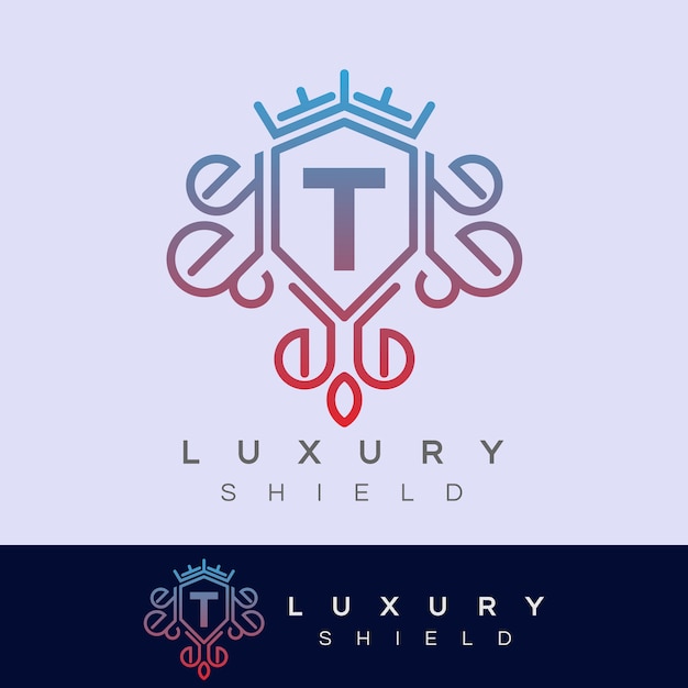 Vector luxury shield initial letter t logo design