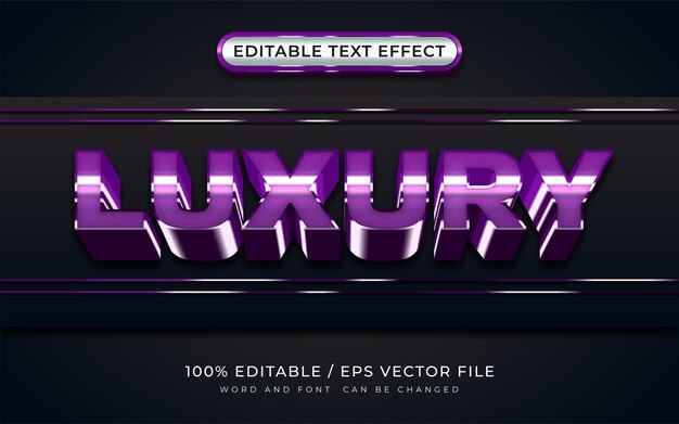 Vettore luxury shiny 3d editable text effect (effetto di testo 3d lucido ed editabile di lusso)