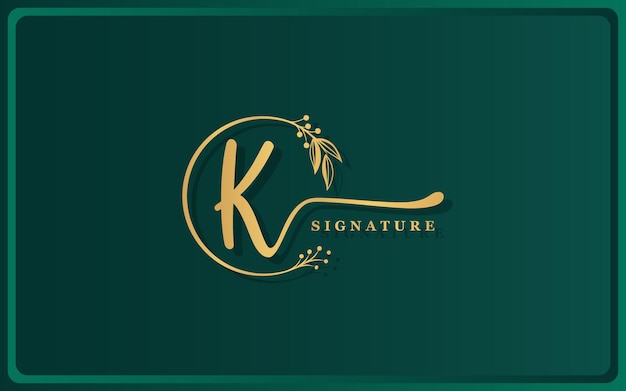 Vettore design del logo k iniziale con firma di lusso immagine di illustrazione del logo vettoriale della scrittura a mano