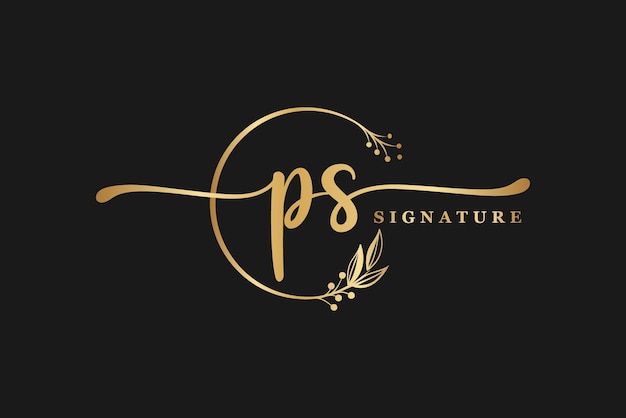 Design del logo ps iniziale con firma di lusso immagine di illustrazione del logo vettoriale della scrittura a mano