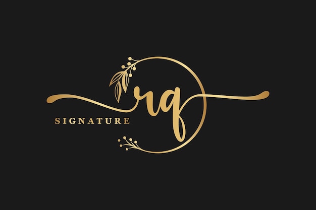 Luxury signature initial rq logo design handwriting vector logo design illustration image