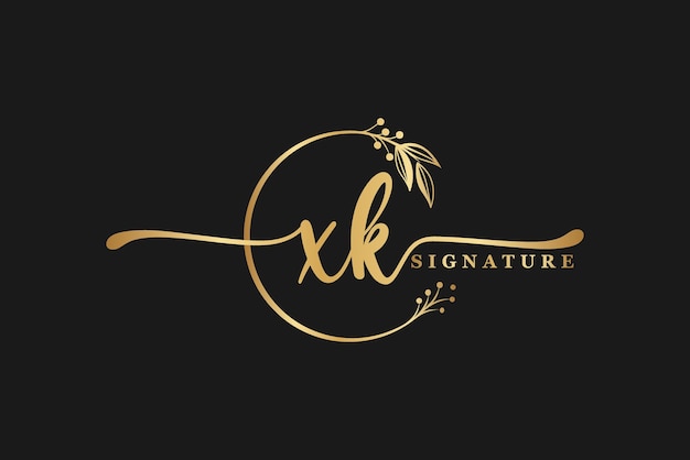 Luxury signature initial xk logo design Handwriting vector logo design illustration image