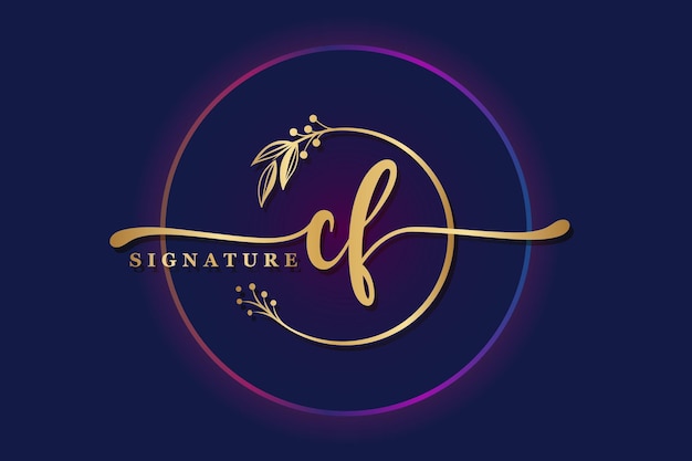 Luxury signature logo design initial CF Handwriting vector logo design illustration image