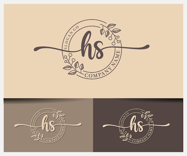 Vector luxury signature logo design initial hs handwriting vector logo design illustration image