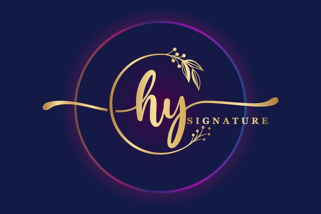 Luxury signature logo design initial Hy Handwriting vector logo design illustration image