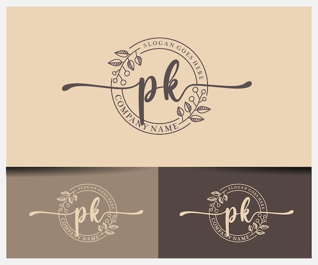 Design del logo della firma di lusso pk iniziale immagine dell'illustrazione del logo vettoriale della scrittura a mano