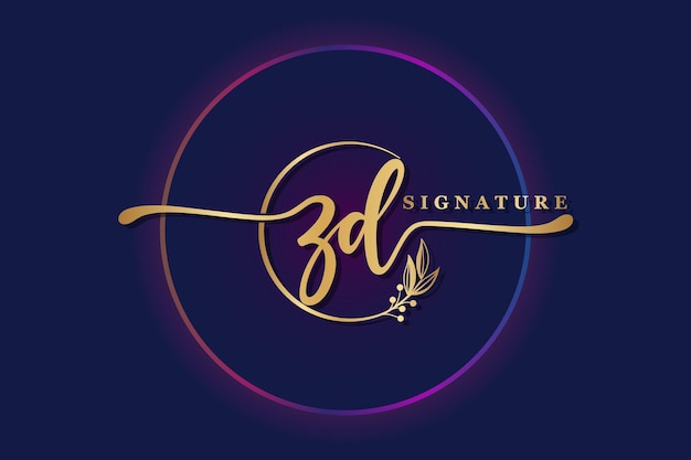 Luxury signature logo design initial zd Handwriting vector logo design illustration image