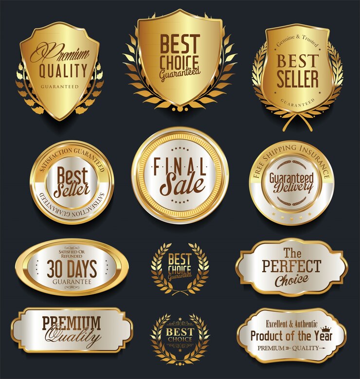 Vector luxury silver and black retro badges