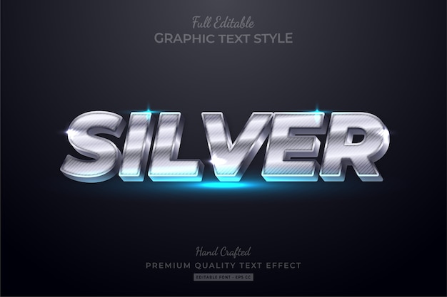 Luxury silver editable text style effect