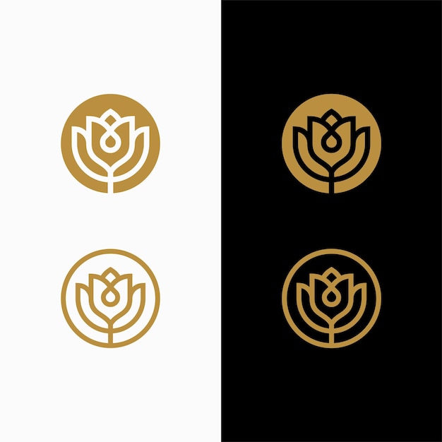 ベクトル 豪華なシンプルな花 蓮の美しさスパ ロゴデザイン
