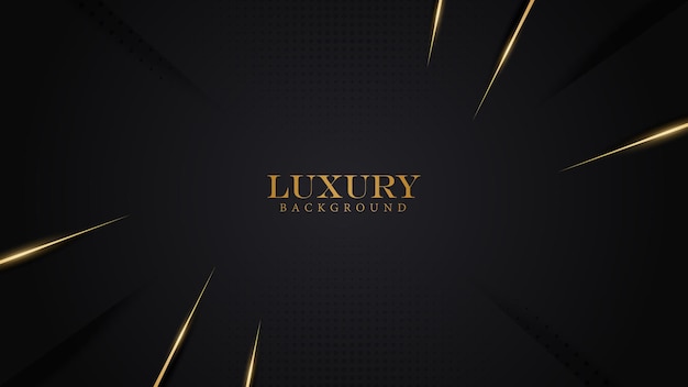 luxury simple focus design theme in black color background with shiny gold line vector illustration