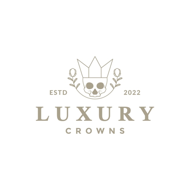 Luxury skull with horn logo design