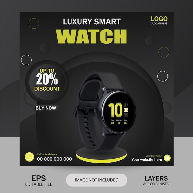 Luxury Smart watch collection instagram banner social media post template Premium Vector